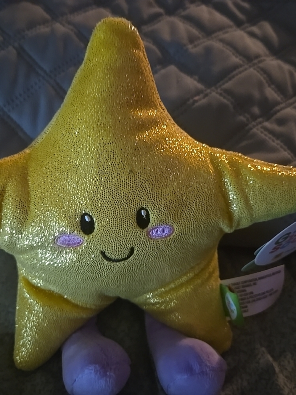 Plush Shiny Yellow Star Plush Toy with Purple Feet - Kids Toy